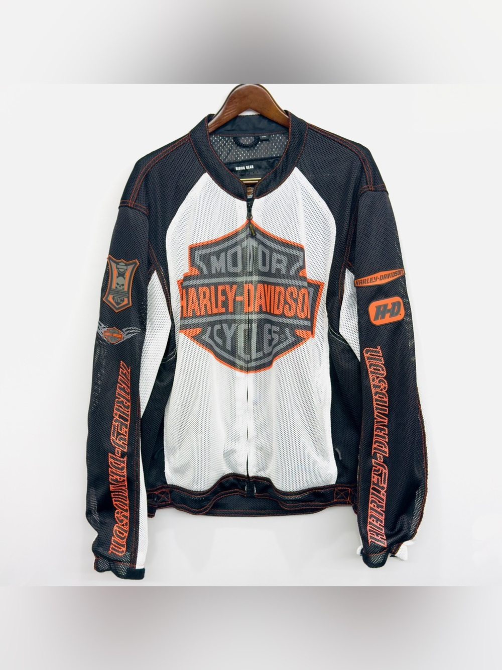 Harley Davidson Motorcycle White Bar & Shield Mesh Riding Jacket  2012 Large Men